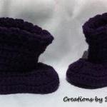 0 To 3 Months Baby Crocheted Purple Boots