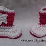 0 To 3 Months Baby Crocheted Cowboy Boots Pink..