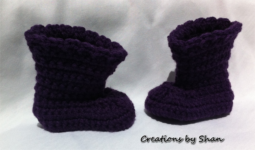 0 To 3 Months Baby Crocheted Purple Boots